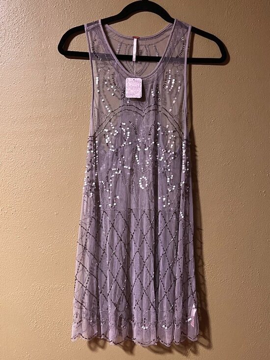 Intimately By Free People Dresses & Skirts - Intimately Free People Gray Sequin Beaded Mesh Sleeveless Dress Size L